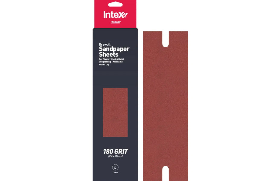 PlasterX® Sandpaper Sheets Large 180 Grit (Pack of 20)