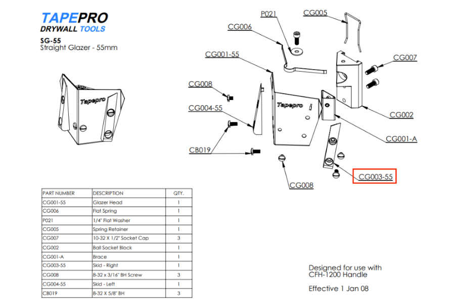 Tapepro Corner Glazer Skid (Right)