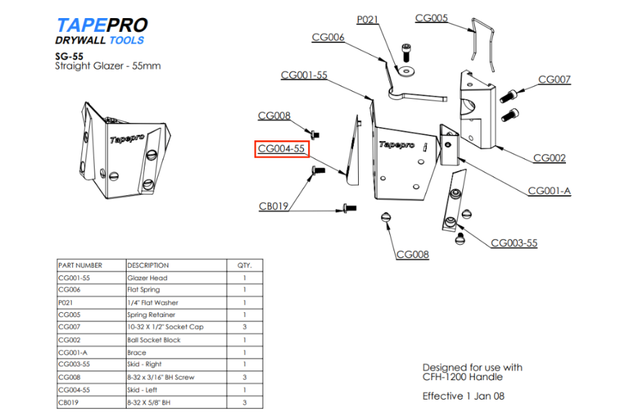 Tapepro Corner Glazer Skid (Left)